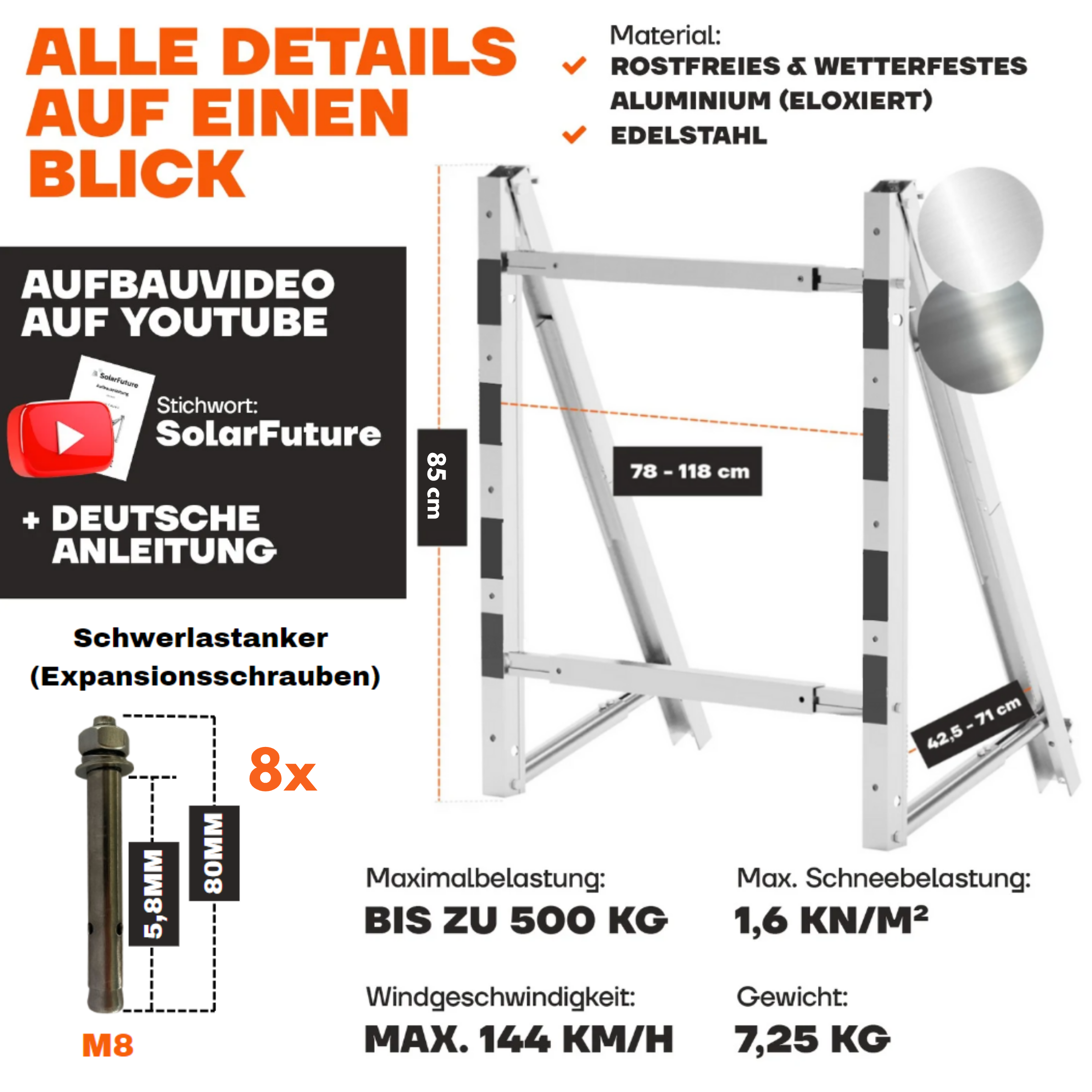 Balkonkraftwerk Halterung Flachdach Wand